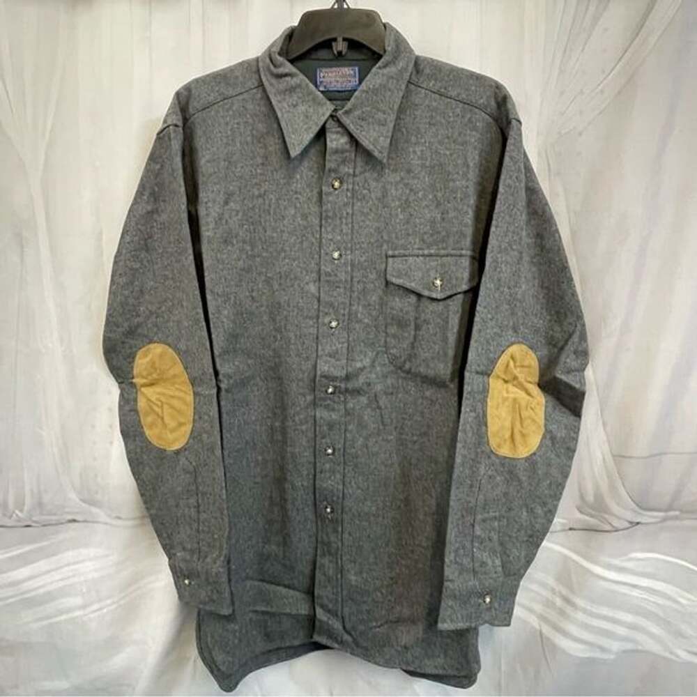 Vintage Pendleton Elbow Patches 100% Virgin Wool Button Down Men's L Large Shirt